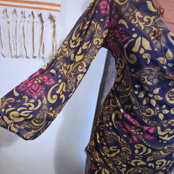 Sweet Pea Green Swirl Y2K Kimono Wrap Top | Fairycore & Whimsigoth | Size L - Picture 4 of 11